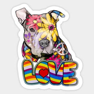 Peace love and pitbulls Sticker